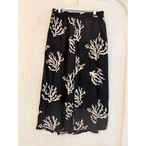 Ava‎ & Viv XXL Black White Coral Print Wide Leg Palazzo Pants Plus Size